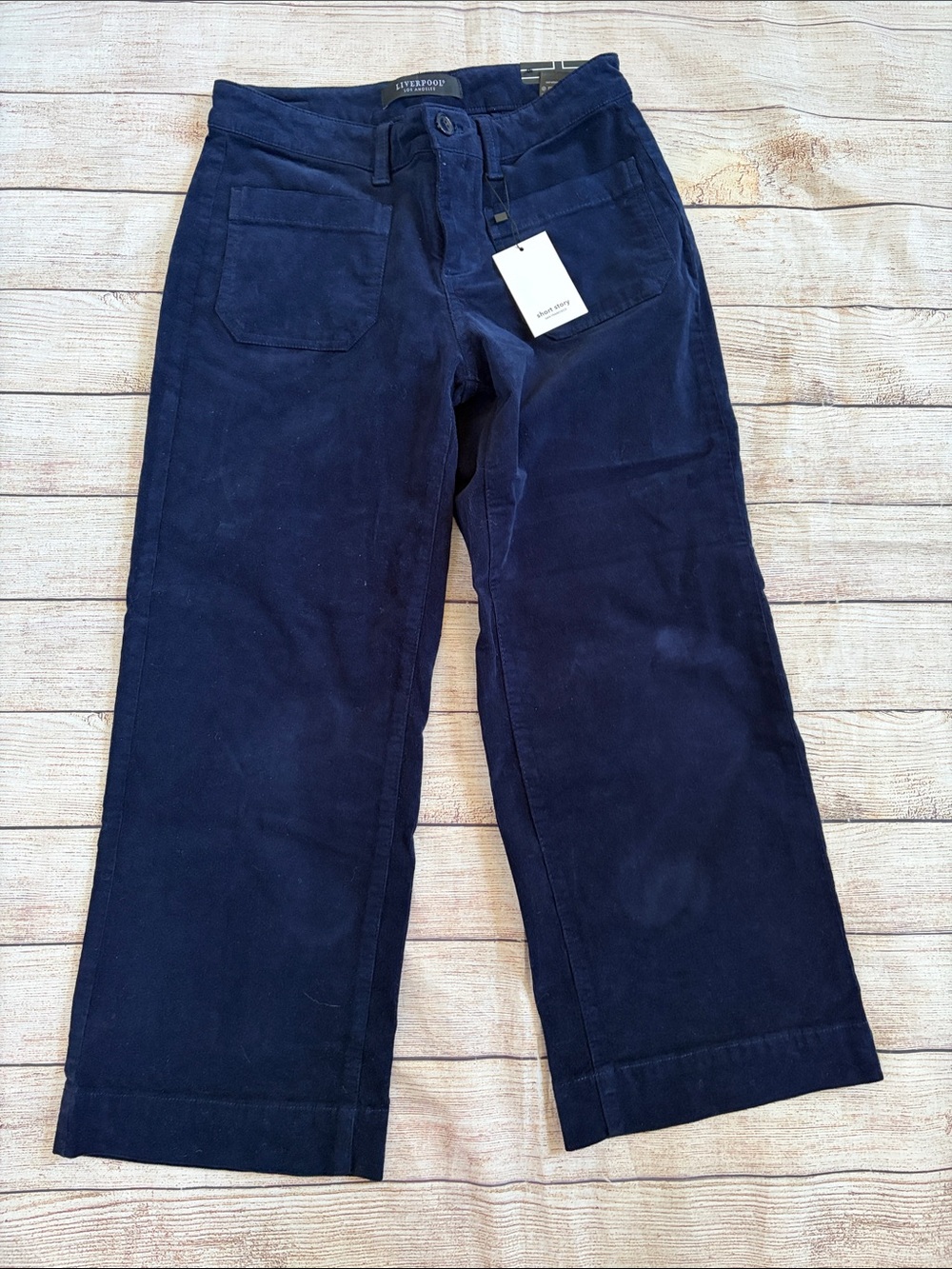 Liverpool Navy Corduroy Wide Leg Pants NWT Size 4